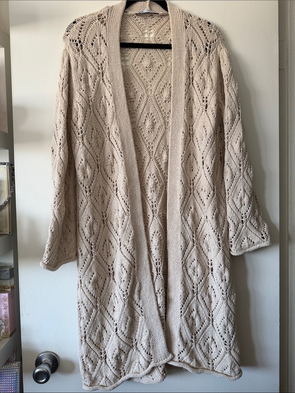 Zara|Oatmeal Beige Open-Front Knit Cardigan Sweater|Medium|EUC